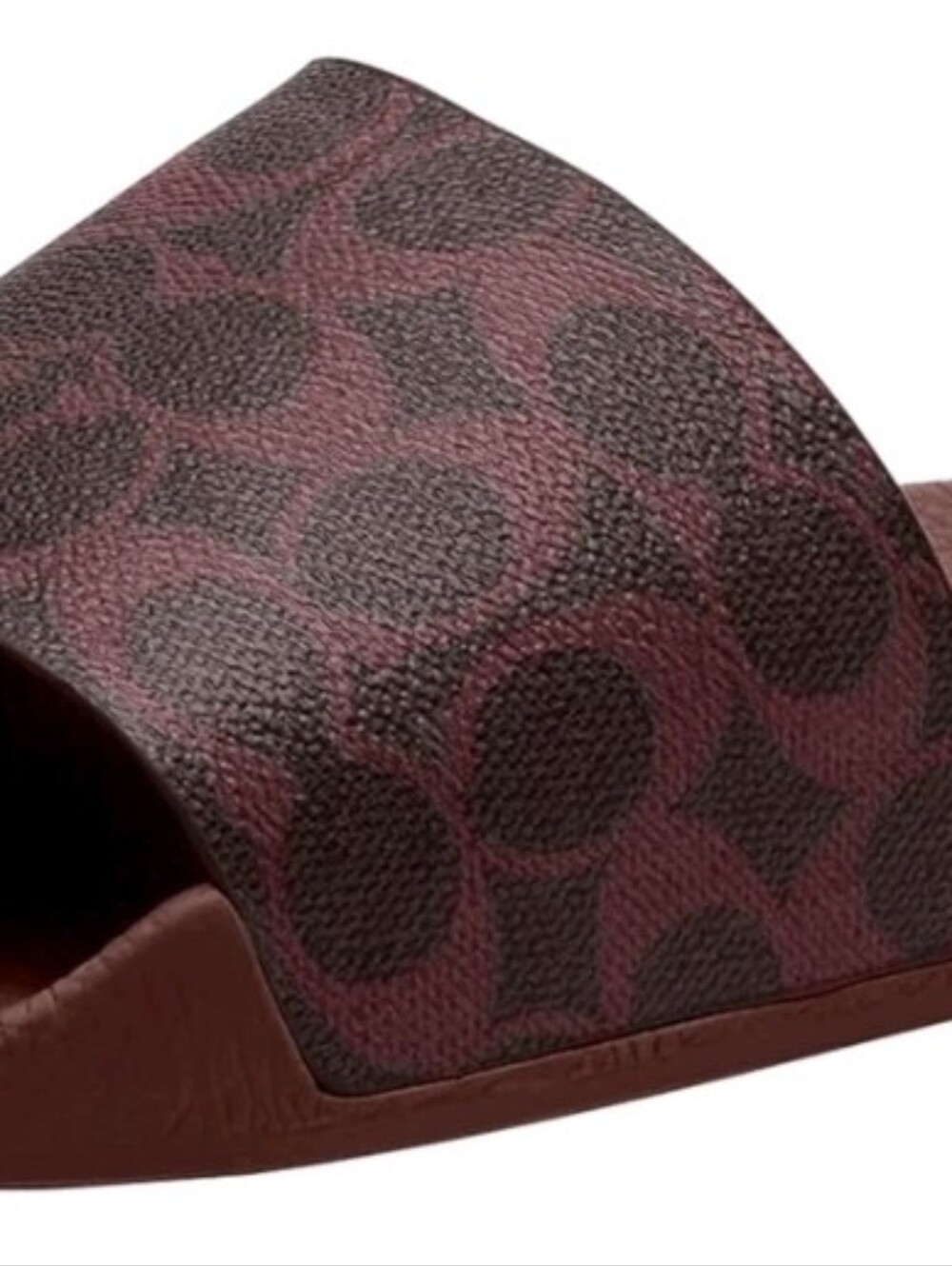 NWT- NIB Coach Udele Women Maroon Slide Sandal with Signature Pattern (No Box) - Picture 3 of 7